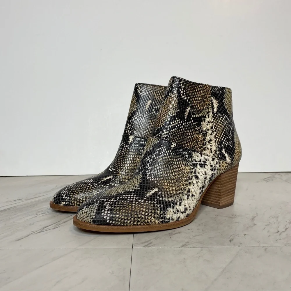 Madewell Rosie Snakeskin Print Heeled Booties 9